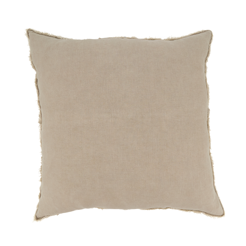 Fringed Linen Throw Pillow - Natural, 20-inch
