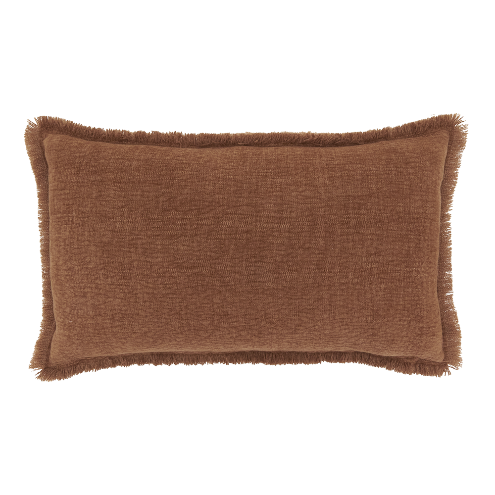 Fringe Edge Lumbar Throw Pillow - Rust, 12 x 20-inch