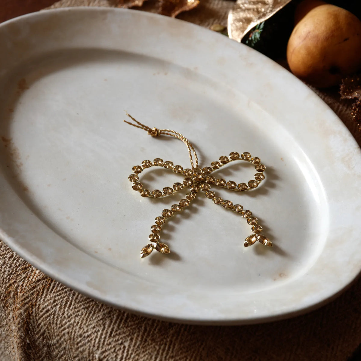 Small Gold Jeweled Bow Ornament