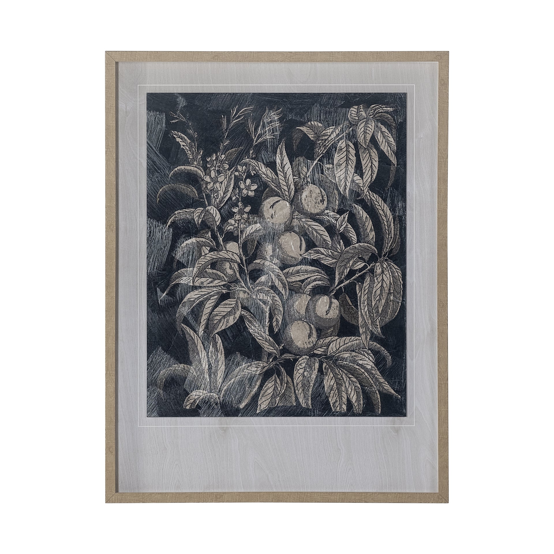 Vintage Fruit & Floral II by Megan Meagher Hand Embellished Framed Art Print Matted under Glass