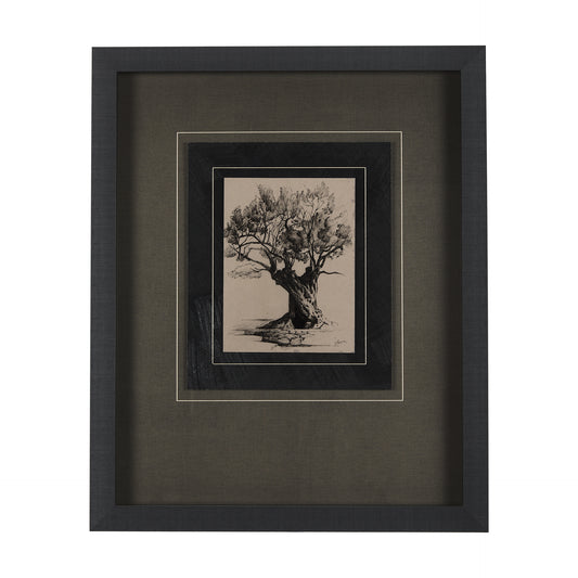 Tree Drawing I by Mercana Studio Hand Embellished Textured Framed Art Print Matted under Glass