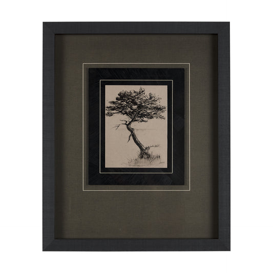 Tree Drawing III by Mercana Studio Hand Embellished Textured Framed Art Print Matted under Glass