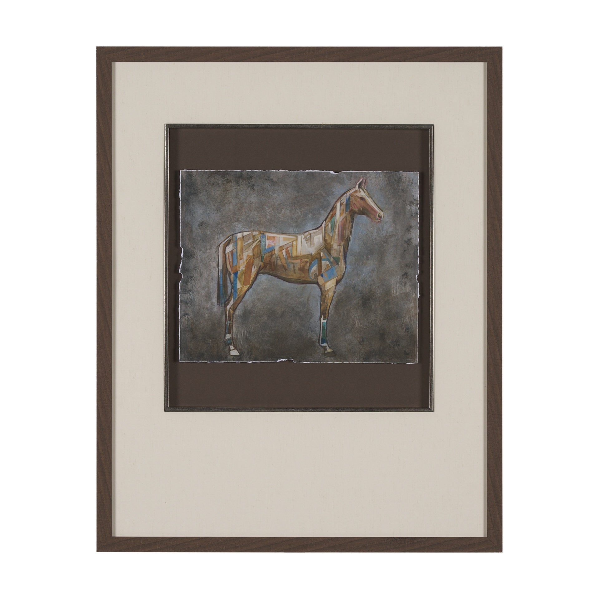 Mosaic Horse II by Mercana Studio Hand Embellished Framed Art Print Matted under Glass