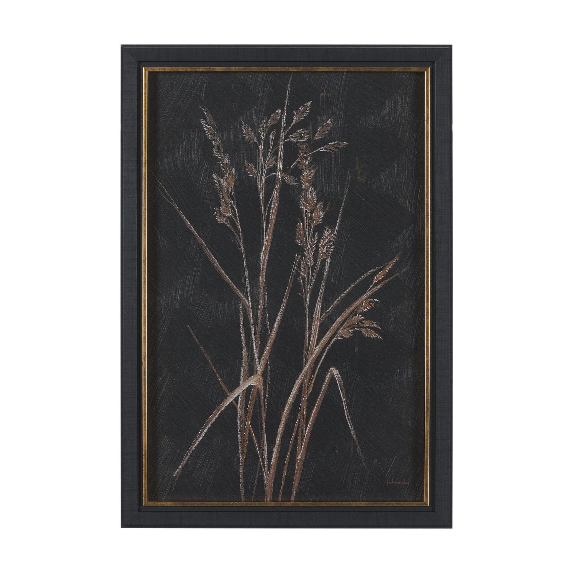 Golden Grasses I by Mercana Studio Hand Embellished Textured Framed Artwork Matted