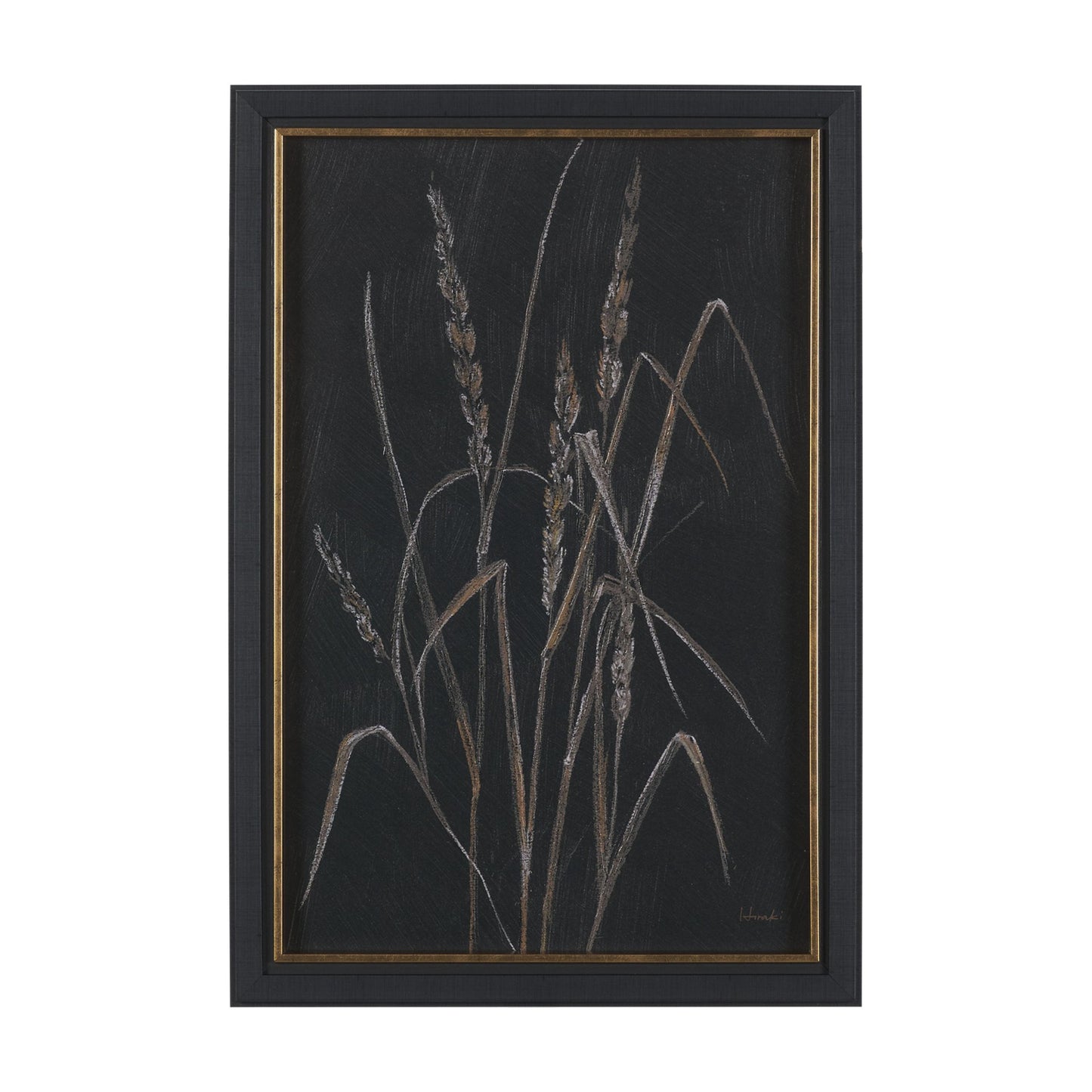 Golden Grasses IV by Mercana Studio Hand Embellished Textured Framed Artwork Matted