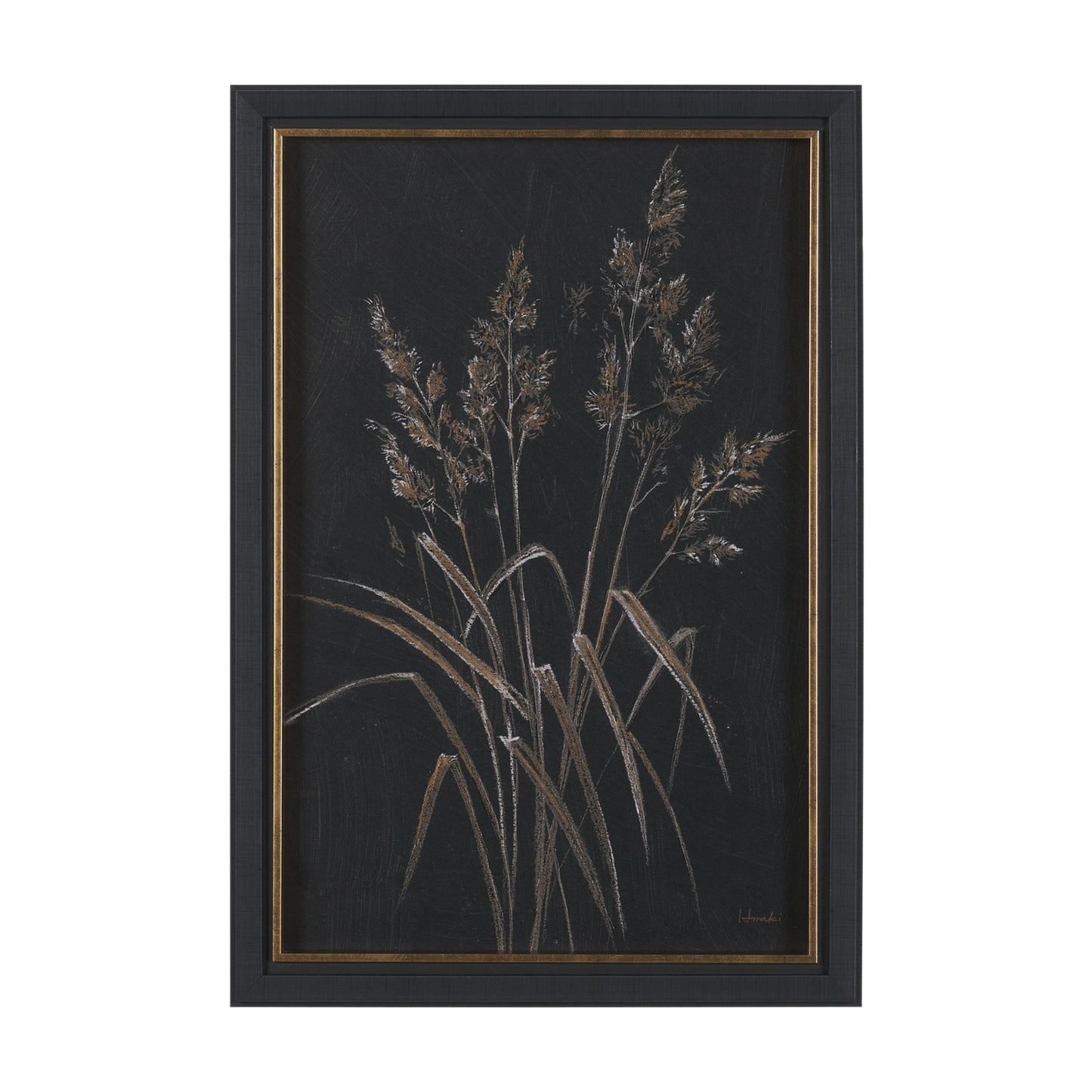 Golden Grasses V by Mercana Studio Hand Embellished Textured Framed Artwork Matted