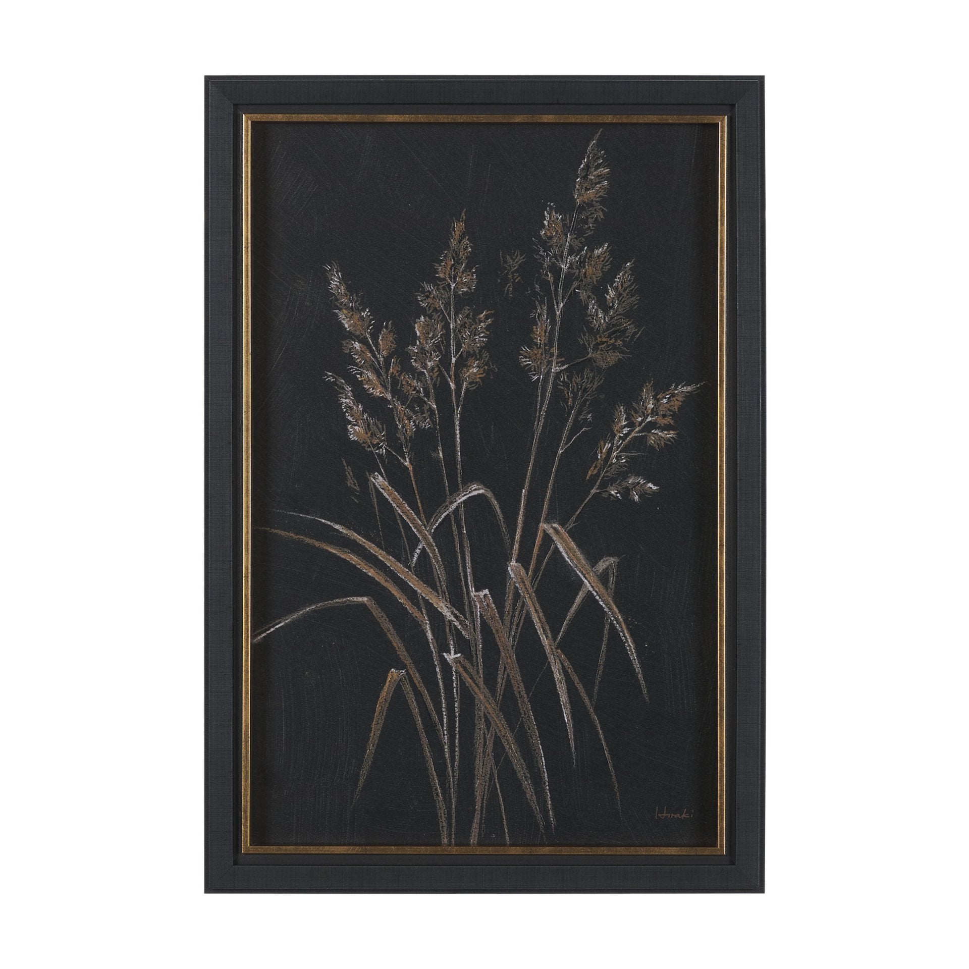 Golden Grasses V by Mercana Studio Hand Embellished Textured Framed Artwork Matted