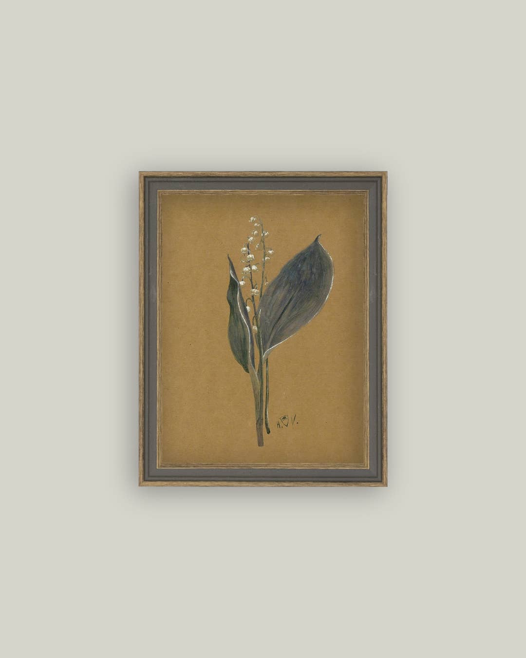 Lily on Brown Framed Antique Art — 7x9 — Petal Lane Home