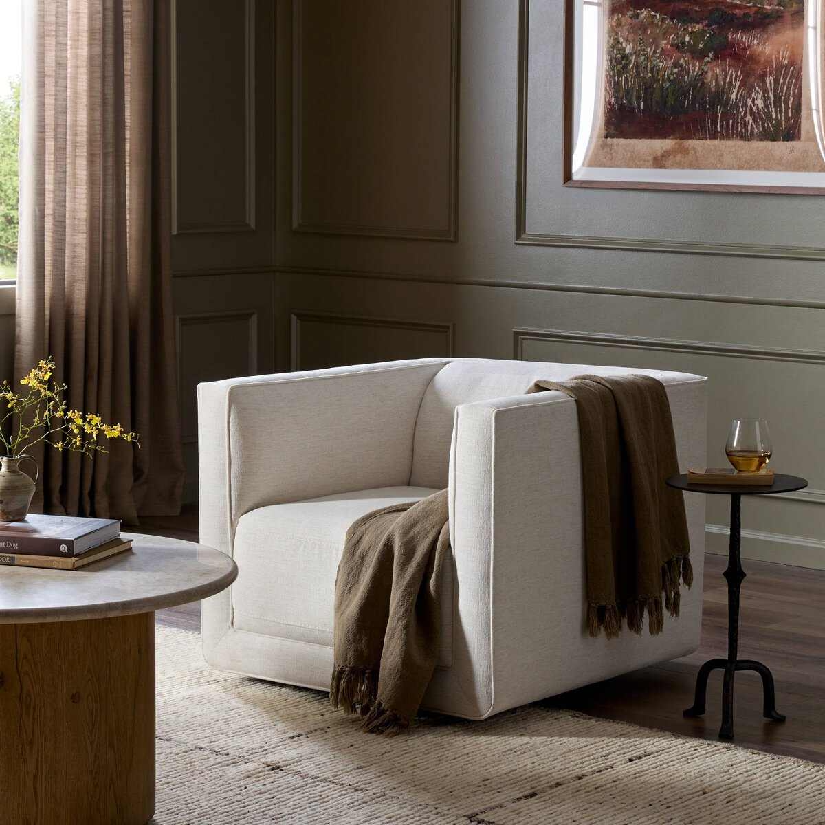 Phillip Swivel Chair - Crypton Nomad Snow