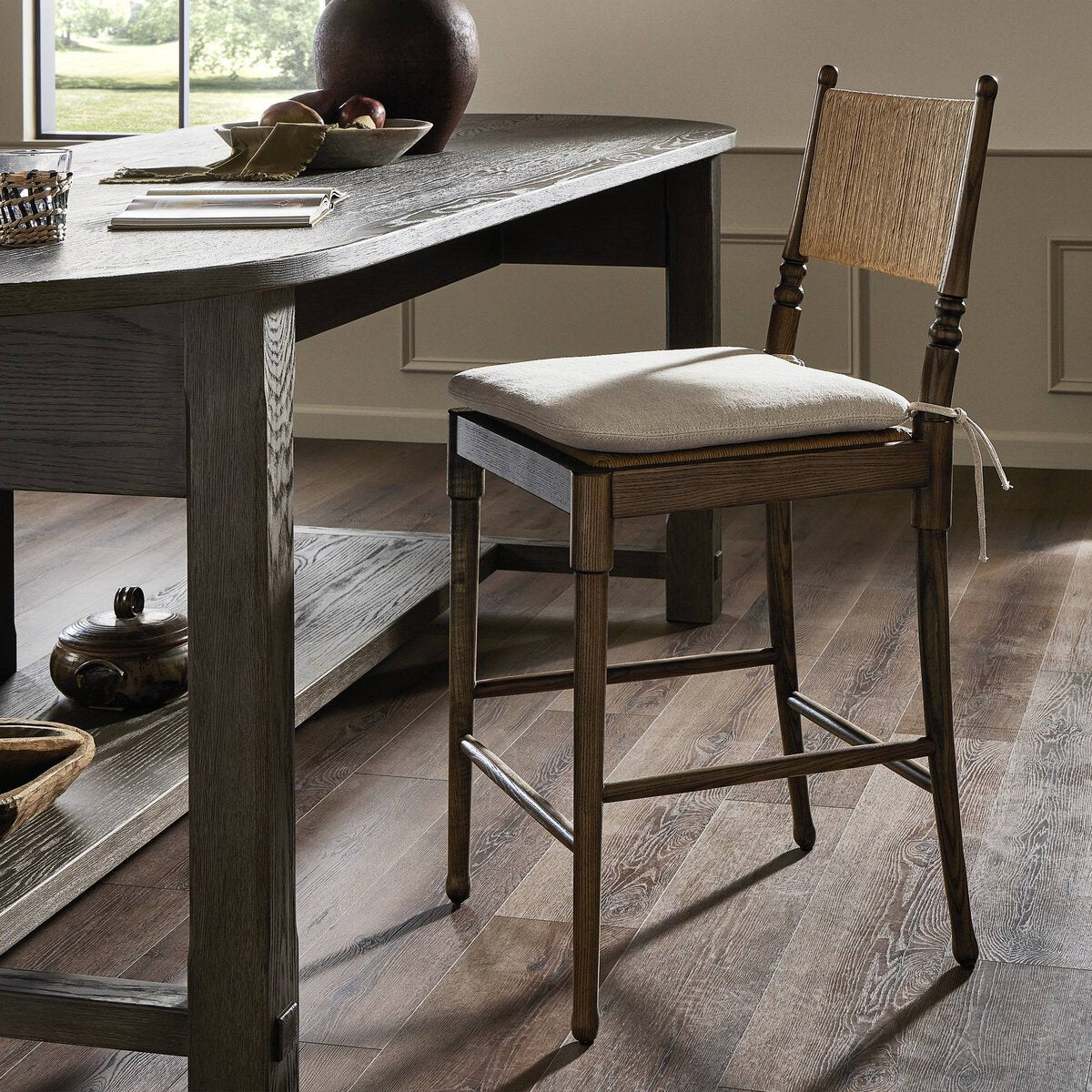 Fayth Counter Stool with Cushion - Broadway Dune