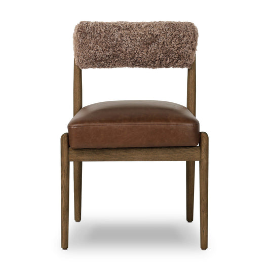Jazelle Dining Chair - Havana Brown & Taupe Shearling