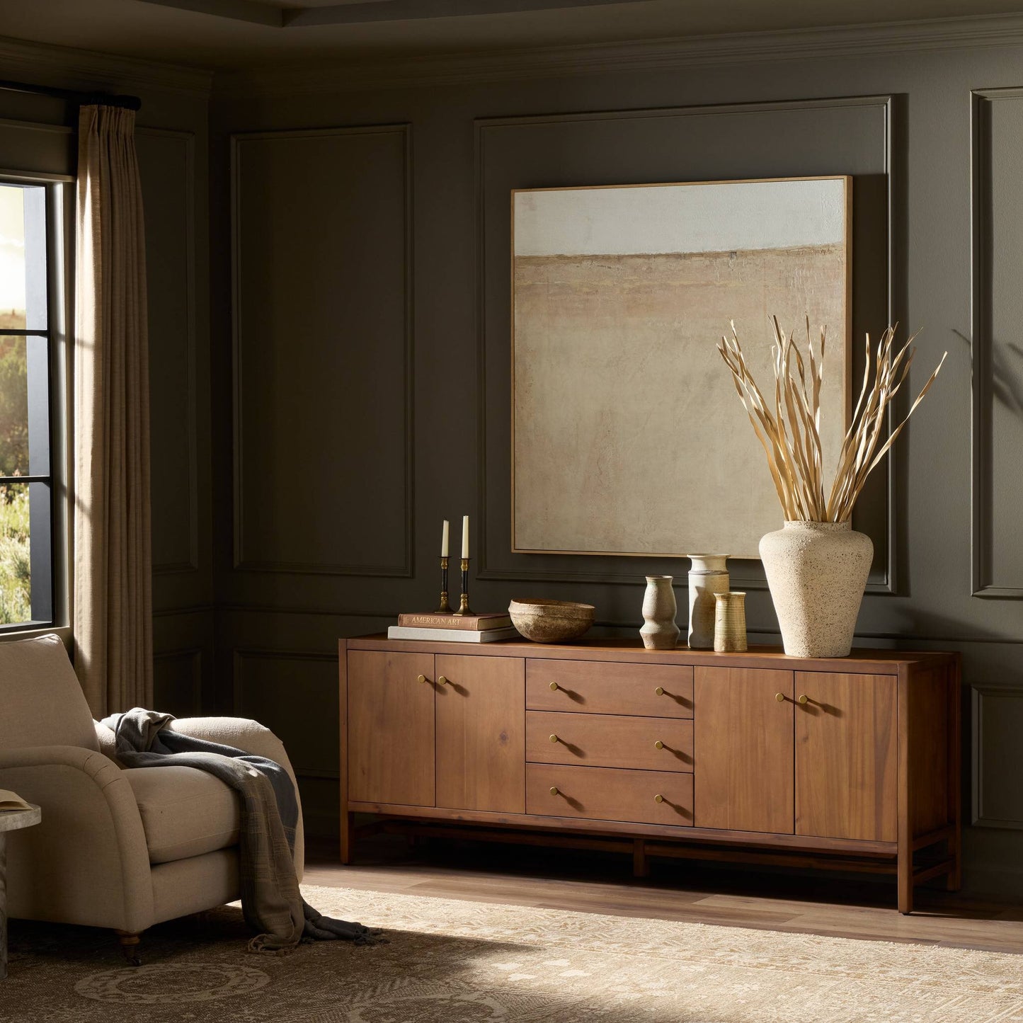 Sullivan Media Console - Saddle Tan