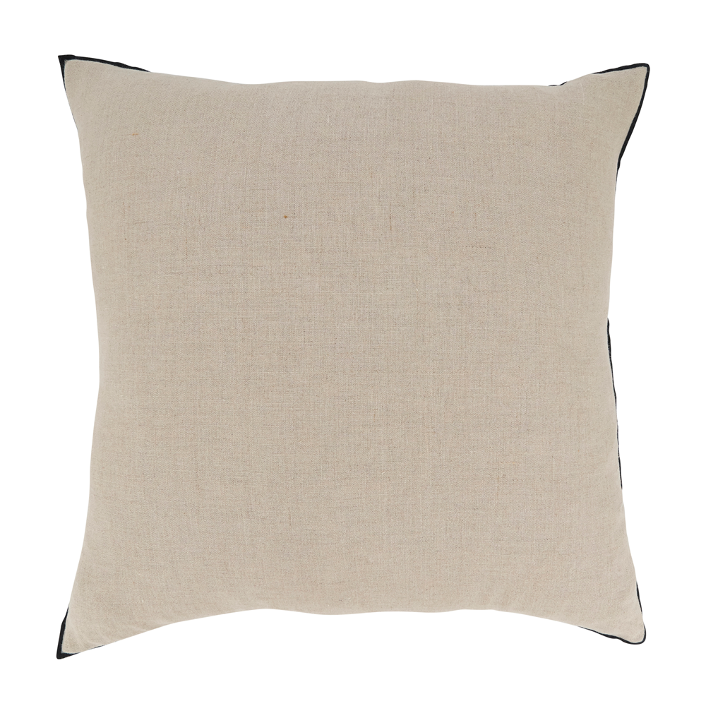 Stonewashed Stitch Border Linen Pillow Cover - Black/Natural, 20-inch