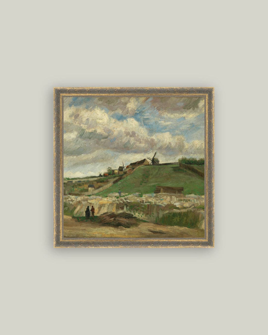 The Hill of Montmartre Framed Antique Art — 16x16 — Petal Lane Home