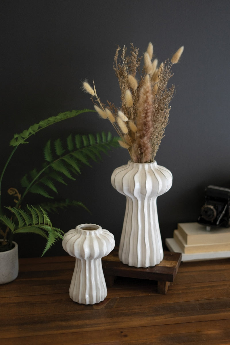 Set of 2 Ceramic Two-Toned Urns