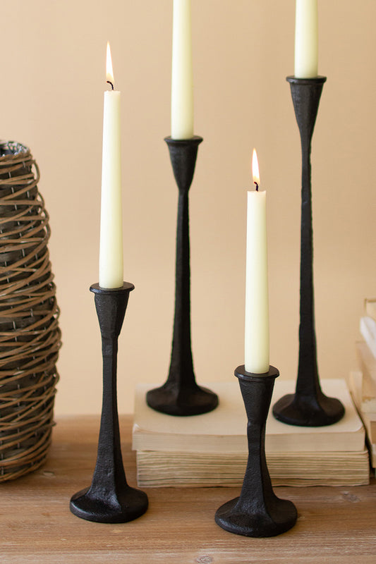 Set of 4 Cast Iron Taper Candle Holders