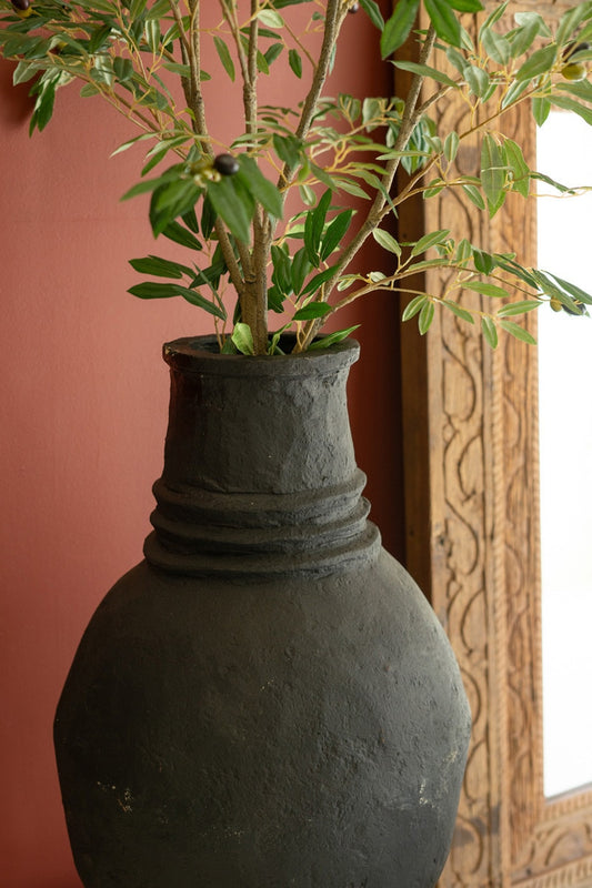 Set of 2 Paper Mache Oval Urns