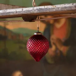 Ruby Glass Hobnail Cone Ornament - 4 Inch