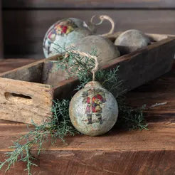 Vintage Santa Bearing Gifts Ball Ornament - 4 Inch