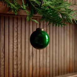 Vintage Green Glass Ball Ornament - 3 Inch