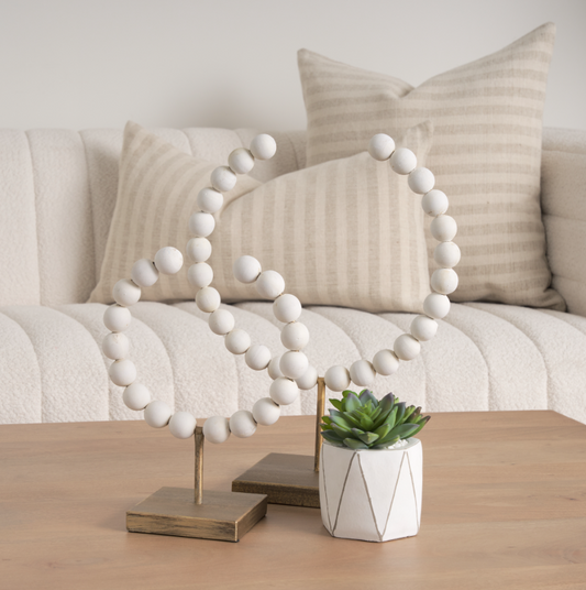 Pontchartrain II (Large) 11L x 6W White Beaded Broken Sphere Decorative Object W/ Gold Base