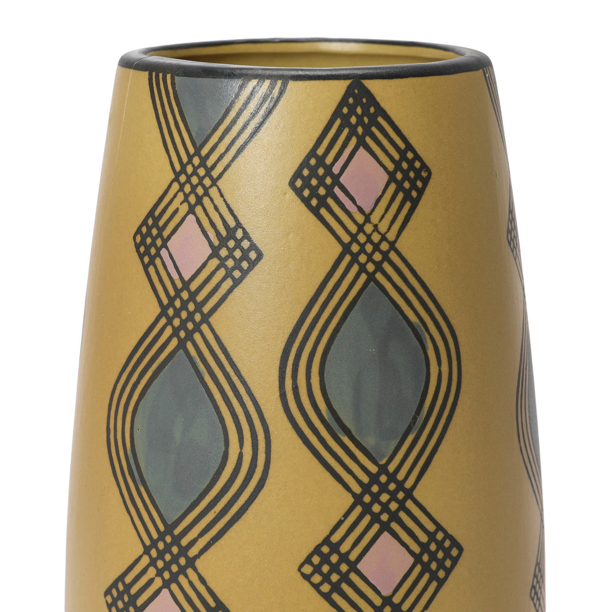 Hand-Painted Stoneware Vase w/ Pattern