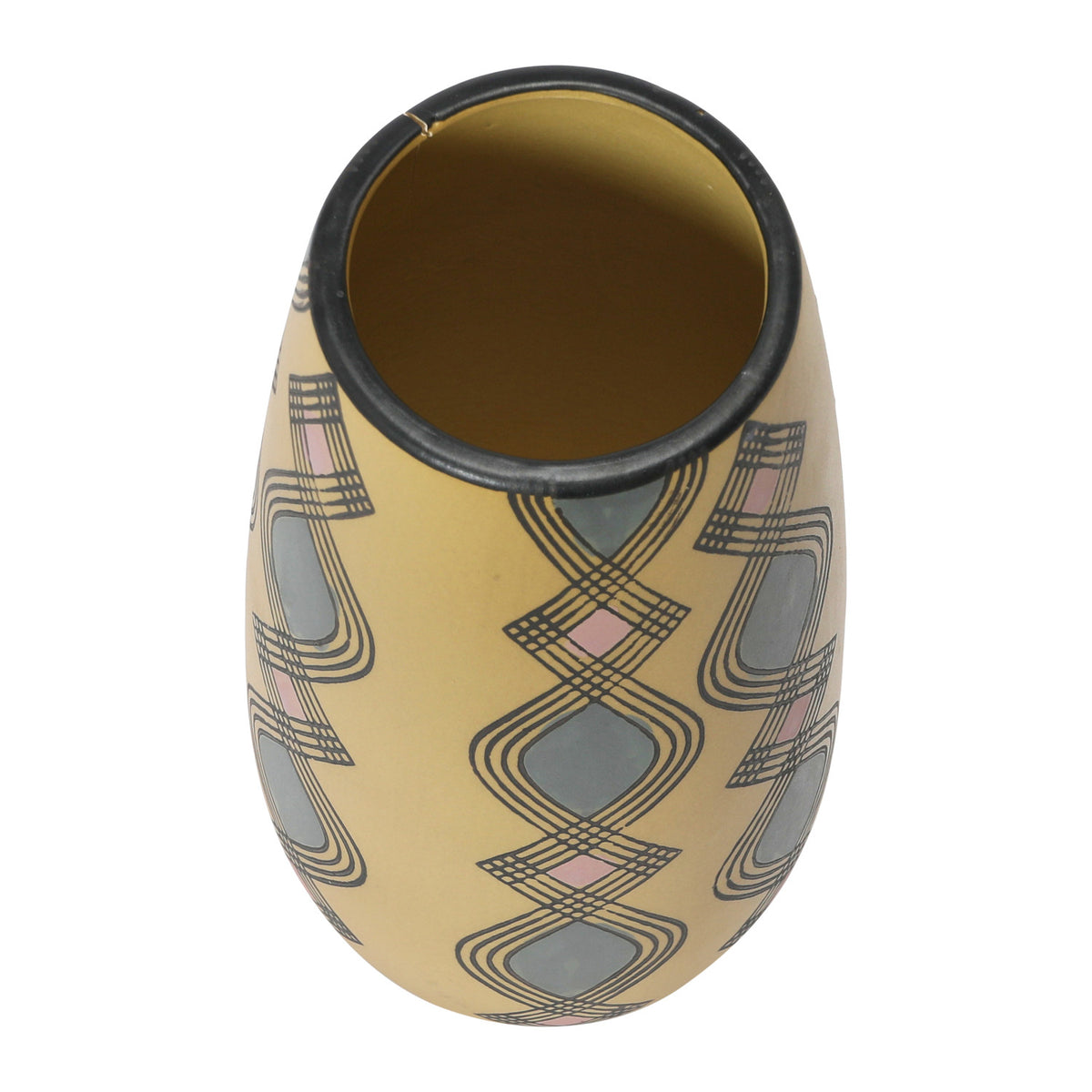 Hand-Painted Stoneware Vase w/ Pattern