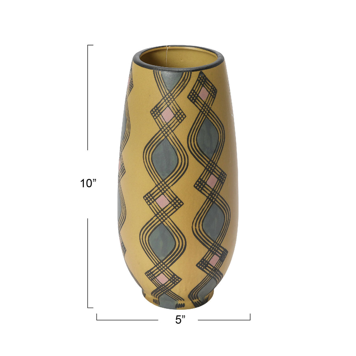 Hand-Painted Stoneware Vase w/ Pattern