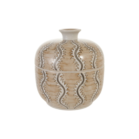 Decorative Hand-Painted Stoneware Jar with Design
