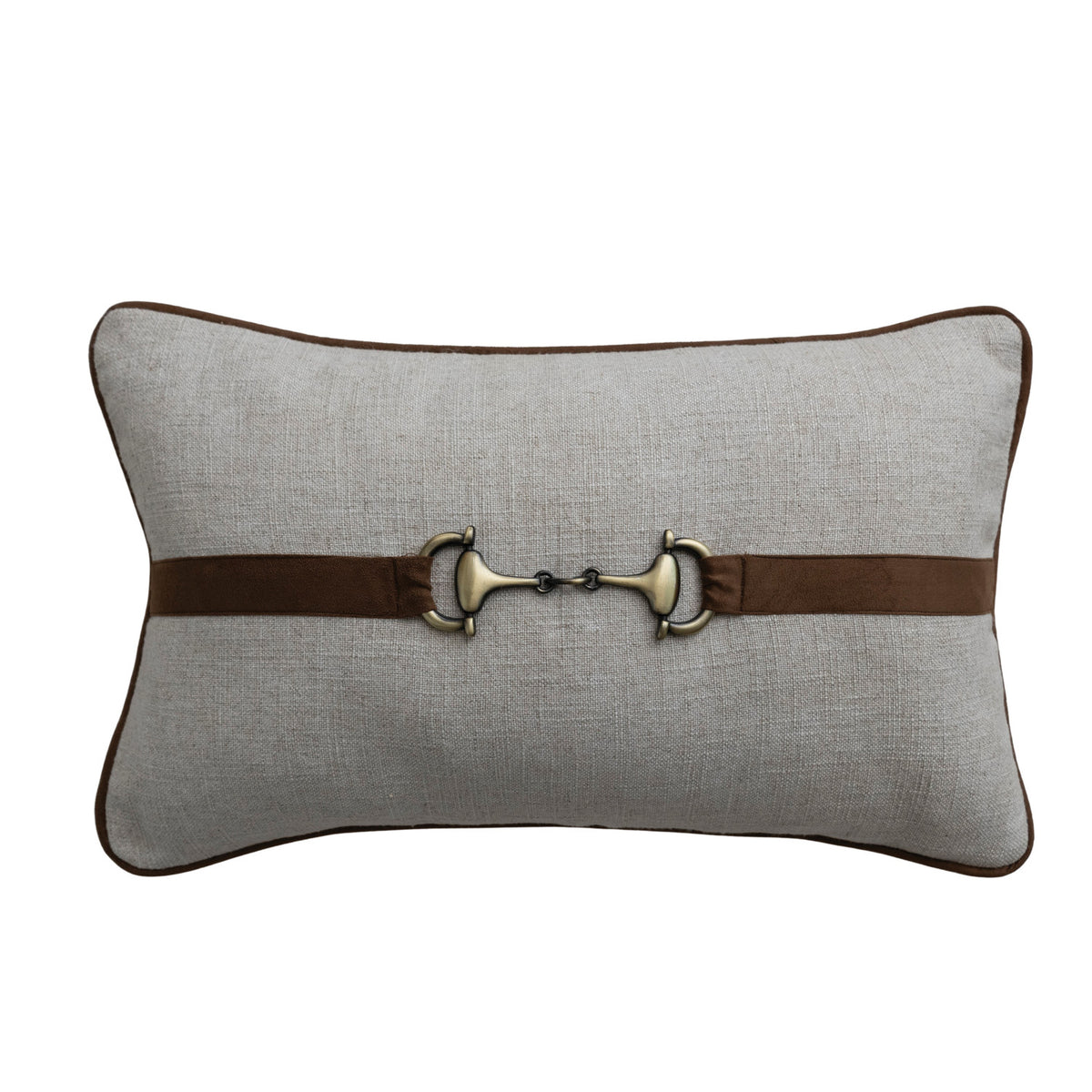 Viscose & Linen Lumbar Pillow with Faux Suede & Cotton Back