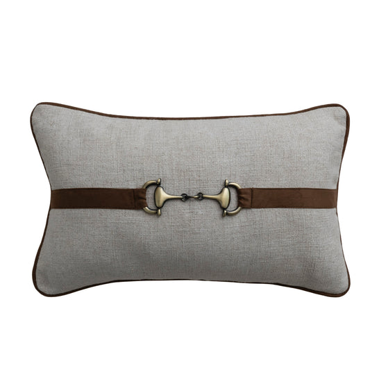 Viscose & Linen Lumbar Pillow with Faux Suede & Cotton Back