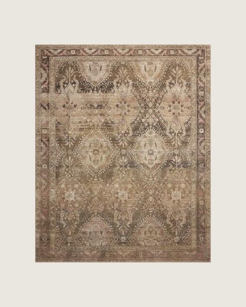 Dunia Printed Rug in Bark / Rose