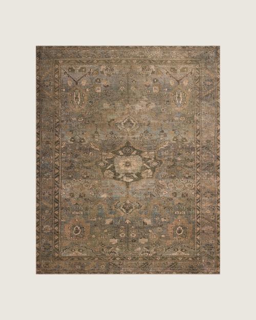 Carmella Printed Rug in Blue / Moss