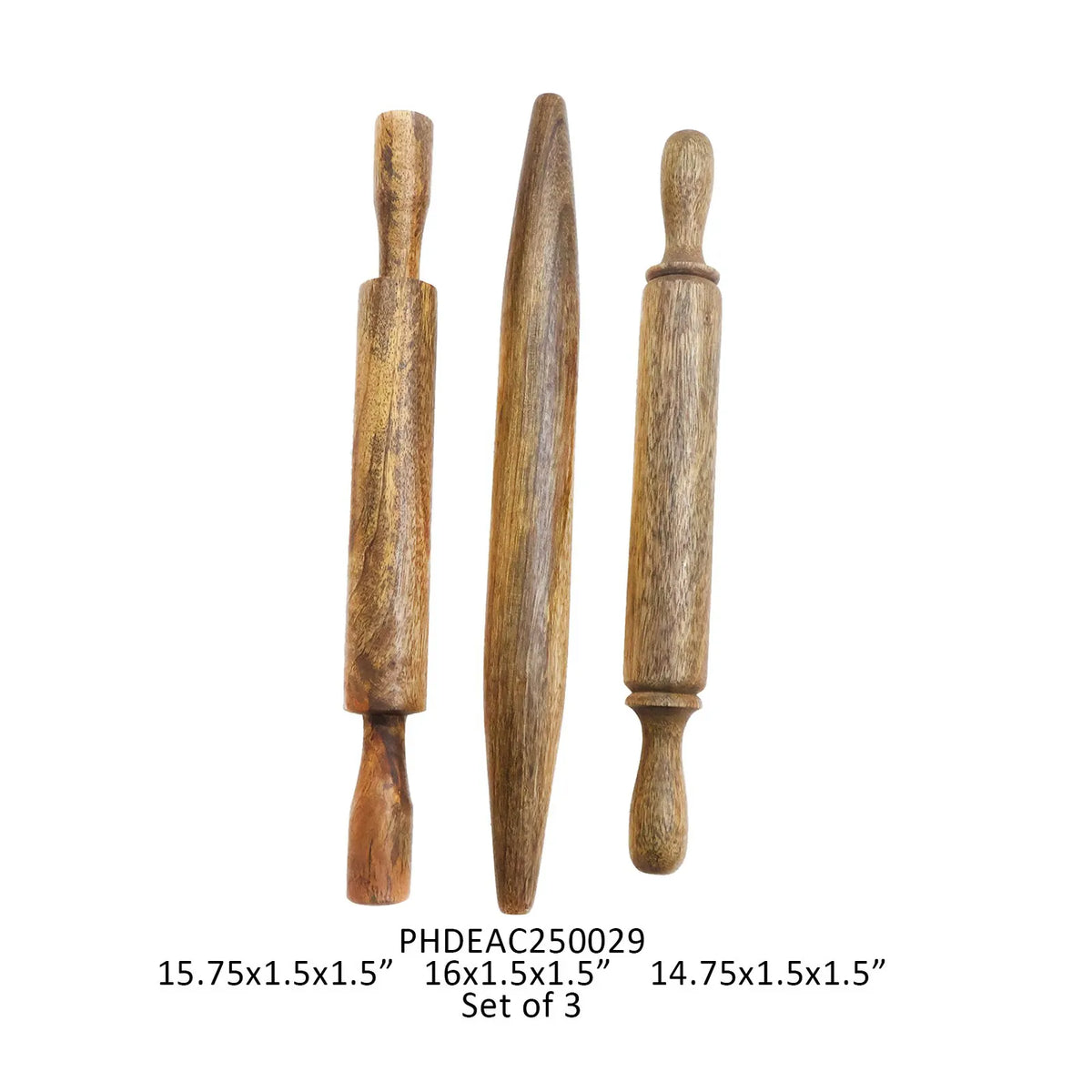 Mango Wood Rolling Pins - Set of 3