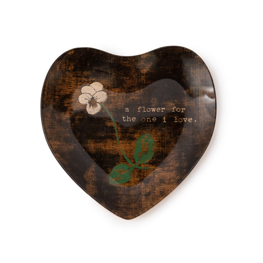 A Flower for the One I Love pansy heart decoupage plate by Sugarboo & Co.