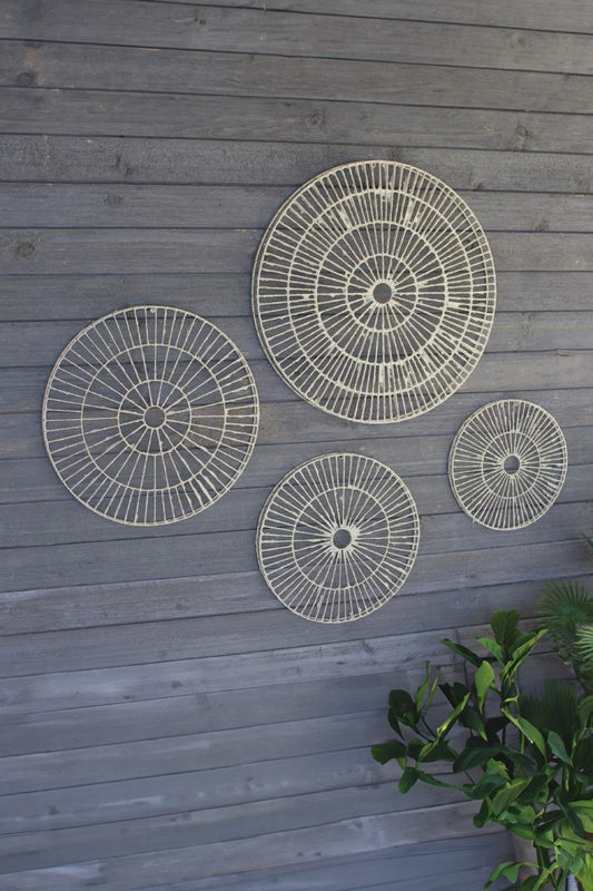 Set of 4 Wire Wrapped Handmade Paper Discs Wall Art