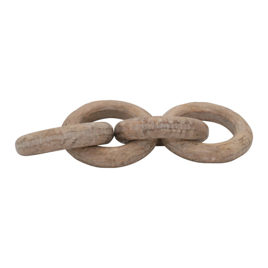 Mango Wood Chain Décor with 4 Ring Shaped Links